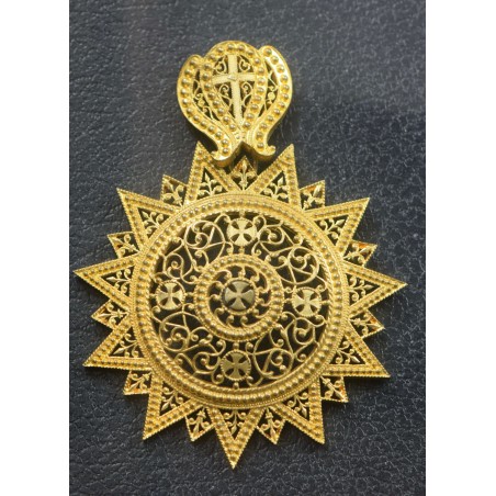 ETHIOPIE, décoration Militaire Bijoux de grande croix Bronze Dorée