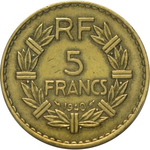 5 Francs LAVRILLIER 1940 2