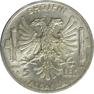 5 Lek ALBANIE Victor-Emmanuel III 1939 2