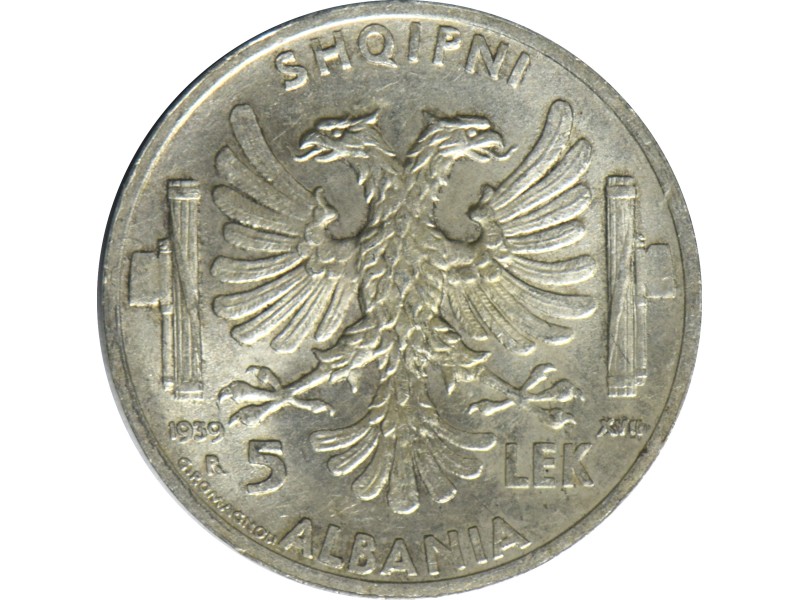 5 Lek ALBANIE Victor-Emmanuel III 1939