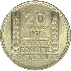 20 Francs TURIN 1938 argent 2