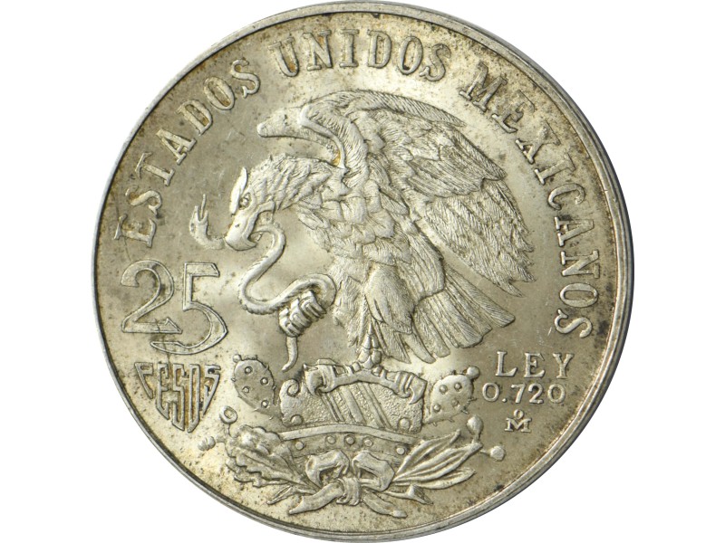 25 Pesos MEXIQUE jeux Olympiques 1968