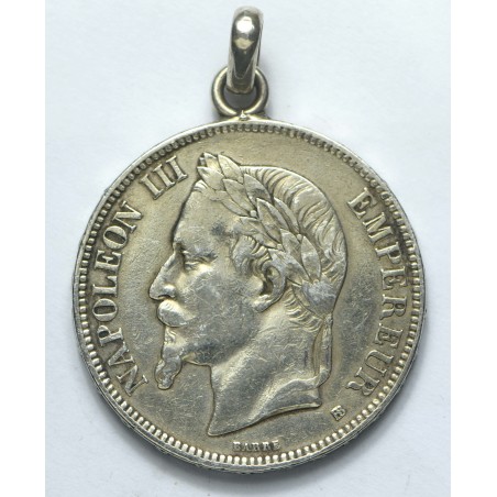 Pendentif 5 Francs NAPOLÉON III 1870 -horizondescollectionneurs.com