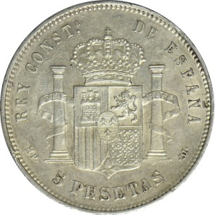 5 Pesetas ESPAGNE Alphonse XIII 1888 2