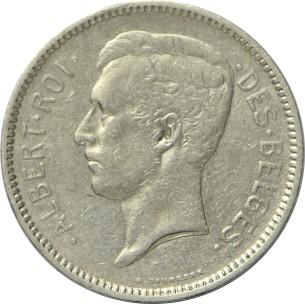 5 Francs BELGIQUE Albert 1er 1933