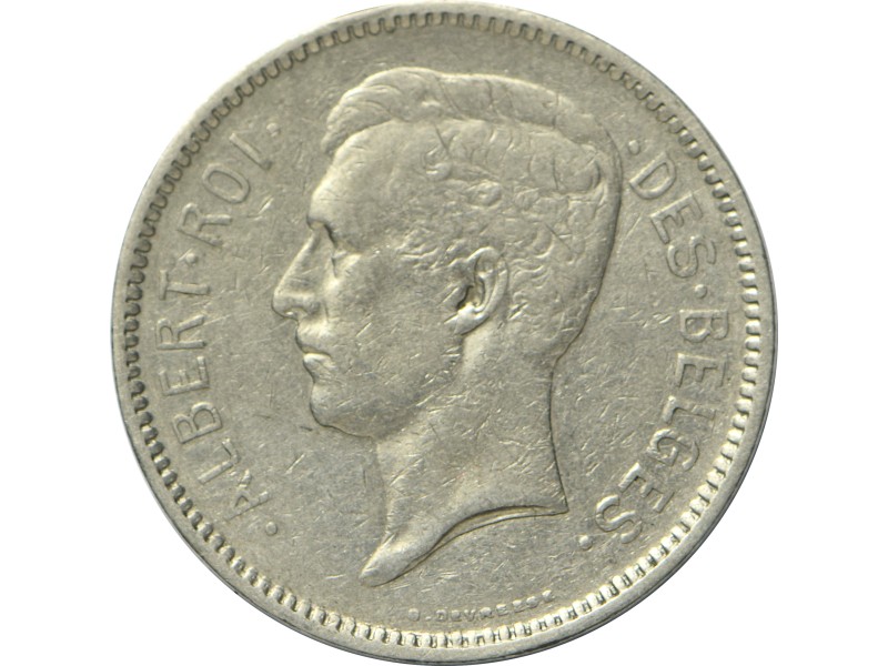 5 Francs BELGIQUE Albert 1er 1933