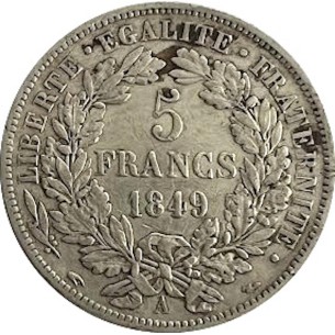 5 Francs CÉRÈS 1849-  2ème République 2