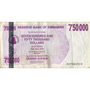 750000 Dollars ZIMBABWE 2008 P.52 2