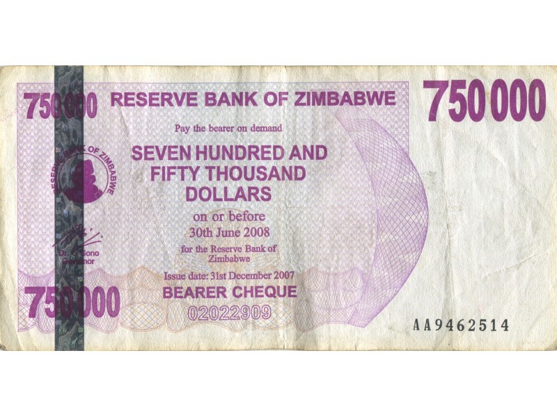 750000 Dollars ZIMBABWE 2007