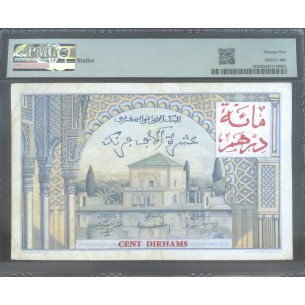 100 Dirhams Sur 10000 Francs MAROC 1955 P.52 PMG 25 Very Fine