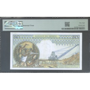 50 Dirhams MAROC 1969 PMG 58 Choice About UNC 2