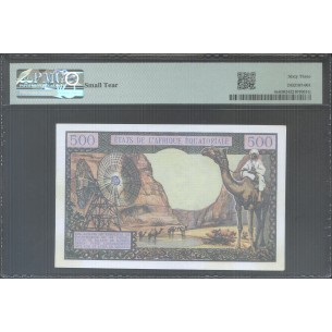 500 Francs TCHAD (1963) P.4e Petit Numéro PMG 63 CHOICE UNCIRCULATED 2