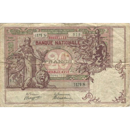 20 Francs BELGIQUE 1909