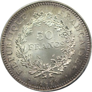50 Francs HERCULE 1978, SUP, ARGENT 2