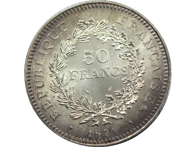 50 Francs HERCULE 1978, SUP/ SPL, ARGENT