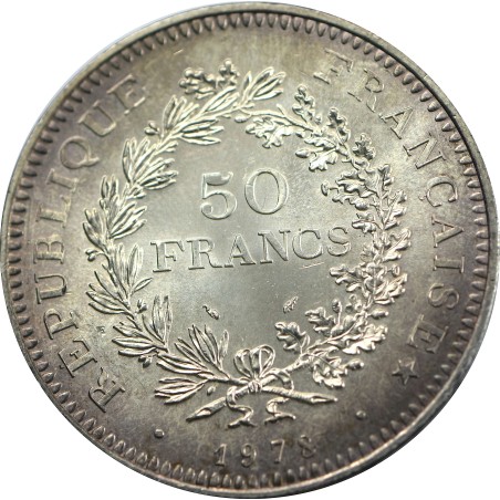 50 Francs HERCULE 1978, SUP/ SPL, ARGENT