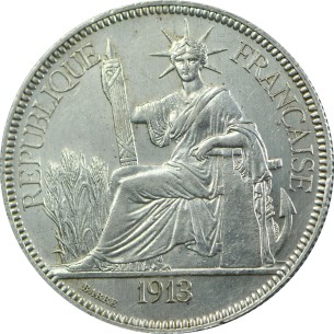 1 Piastre de Commerce INDOCHINE FRANÇAISE 1913 Paris 2