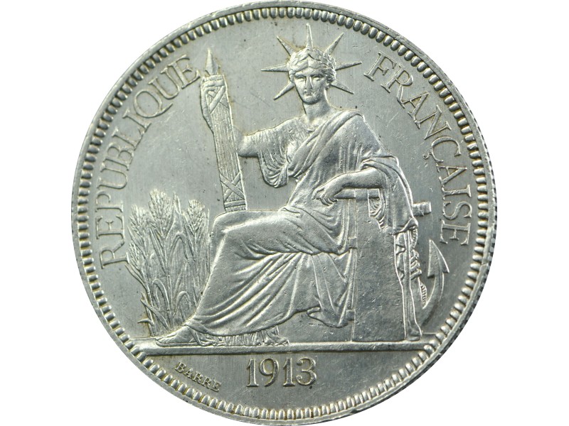 1 Piastre de Commerce INDOCHINE FRANÇAISE 1913...