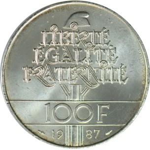 100 Francs LA FAYETTE 1987, SUP, ARGENT 2