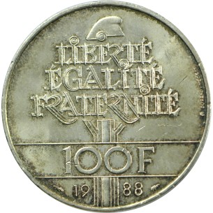 100 Francs Fraternité 1988, ARGENT 2