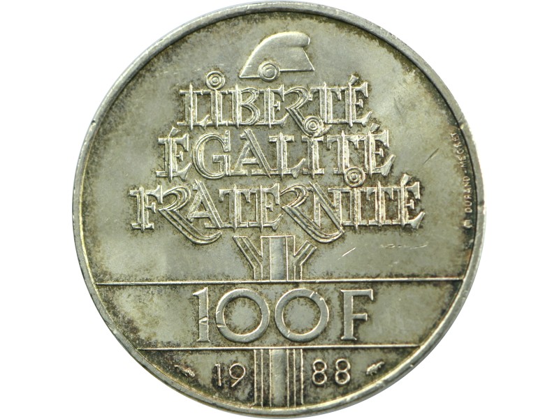 100 Francs Fraternité 1988, ARGENT