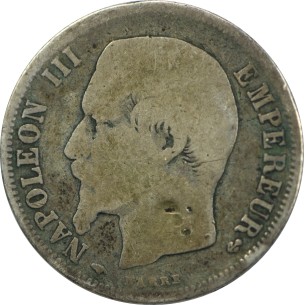 1 Franc Napoléon III Empereur 1857, ARGENT