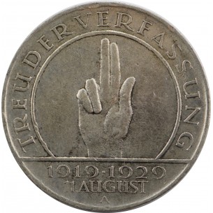 Pièce 3 ReichMARK Allemagne 1919-1929 Hindenburg 2