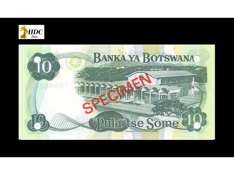 10 Pula Spécimen BOTSWANA 1982 P.9s1