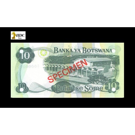 10 Pula Spécimen BOTSWANA 1982 P.9s1