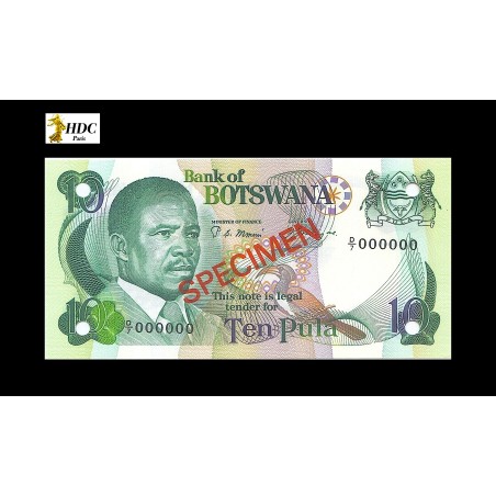 10 Pula Spécimen BOTSWANA 1982 P.9s1