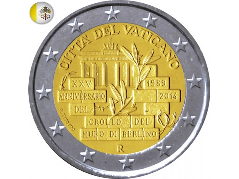 2 Euro com Vatican  2014- Chute du mur de Berlin