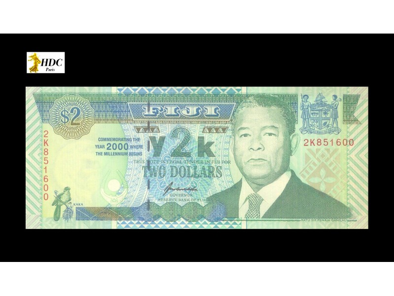 2 Dollars Commémoratif FIDJI 2000 P.102a