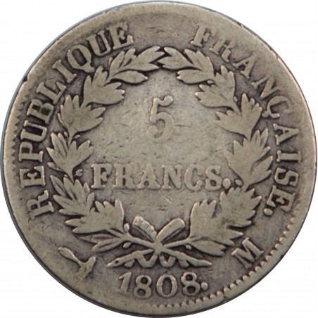 5 Francs Napoléon 1808 Toulouse 5 Francs Napoléon 1808 Toulouse