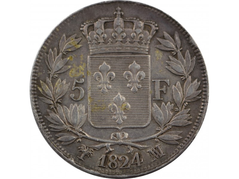5 Francs Louis XVIII  1824 Marseille