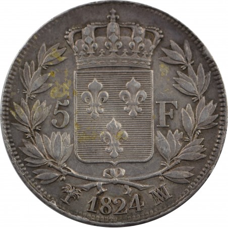 5 Francs Louis XVIII  1824 Marseille