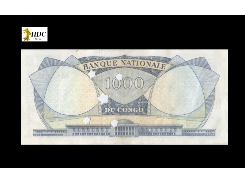 1000 Francs CONGO 1964 P.8a, ANNULÉ