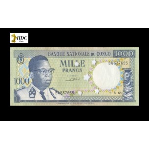 1000 Francs CONGO 1964 P.8a, ANNULÉ