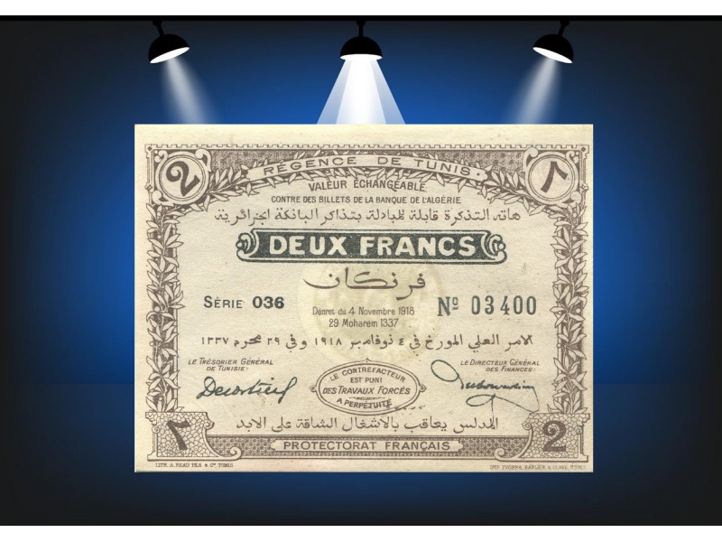 2 Francs TUNISIE 1918 P.44