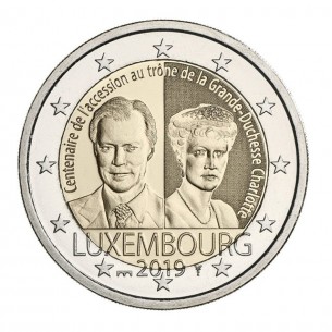 LUXEMBOURG pièce 2 euros 2019 -100e anniversaire de l’arrivée sur le trône et le mariage de la grande-duchesse Charlotte