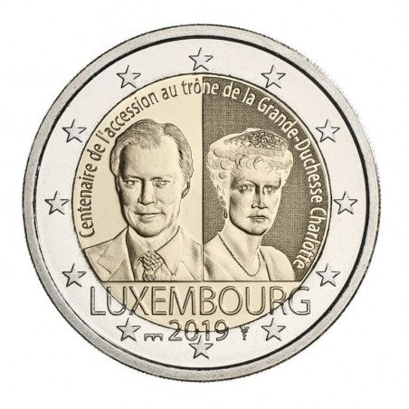 LUXEMBOURG pièce 2 euros 2019 -100e anniversaire de l’arrivée sur le trône et le mariage de la grande-duchesse Charlotte