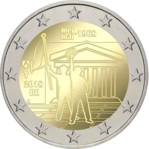 2 euros BELGIQUE 2018, 50 ans révolte étudiante Mai 1968