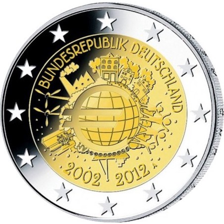 2 Euros ALLEMAGNE 2012, 10 ans de l'euro