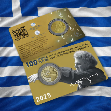 2 Euros GRECE 2025, BU Coincard, 100 Ans de Mikis Theodorakis