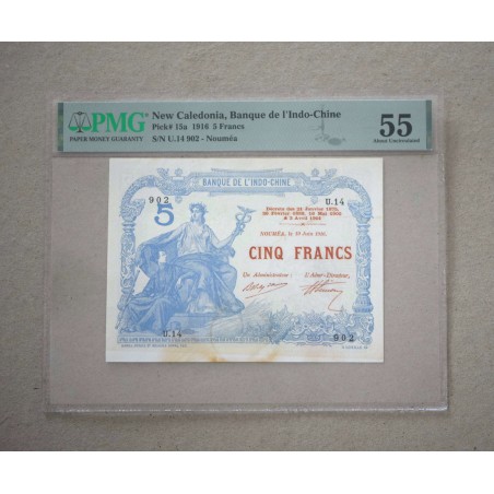 5 Francs NOUVELLE-CALÉDONIE 1916 P.15a PMG 55