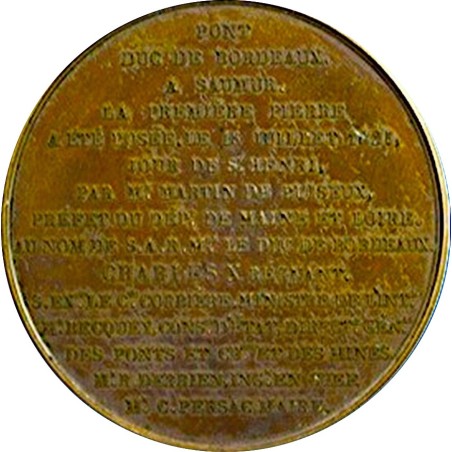 Médaille CHARLES X Première pierre du pont du Duc de Bordeaux