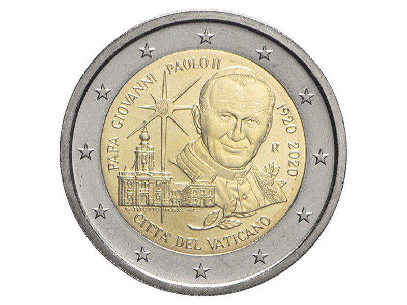Pièce 2 Euros commémorative VTICAN  2020 - JEAN PAUL II