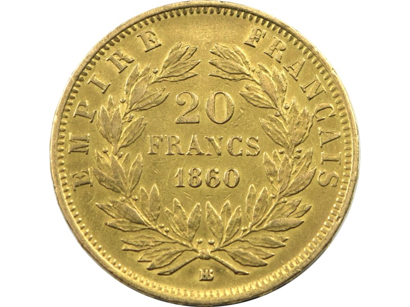 20 FRANCS OR Louis Napoléon 1860 Strasbourg