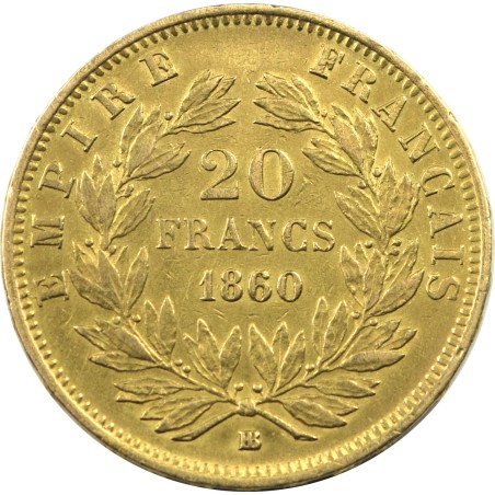 20 FRANCS OR Louis Napoléon 1860 Strasbourg