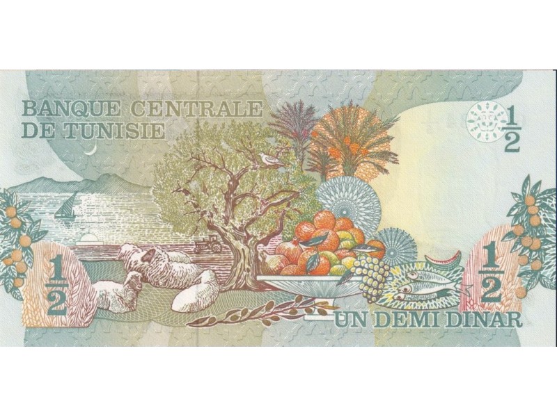1/2 Dinar TUNISIE Bourguiba 1973 P.69