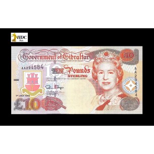 GIBRALTAR, BILLET, 10 Pounds 1995 P.26a